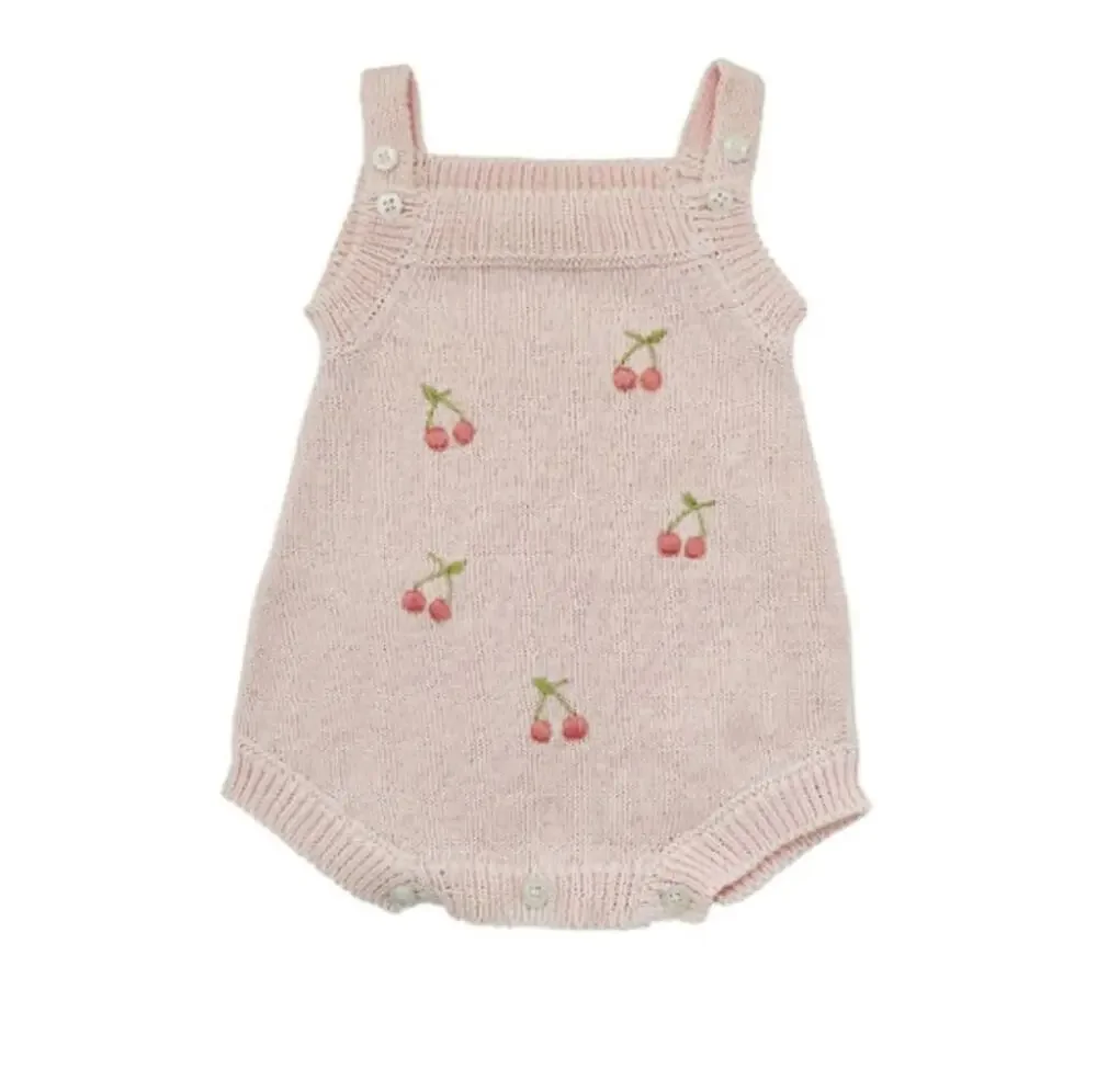 Tecomoabesos Cherry Short Knit Overall Pink Size 3M